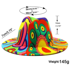Detailed size measurement showing hat height of 12cm and brim width of 7cm with graffiti print