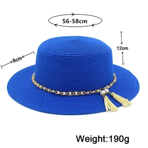 Guida alle taglie per cappello di paglia blu con altezza 12cm e tesa 8cm con catenina