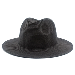 Detailed close-up showing the dense woven texture and classic wide brim of the black fedora
