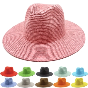 Detailed close-up of woven paper straw texture and 10 vibrant color options for sun hats