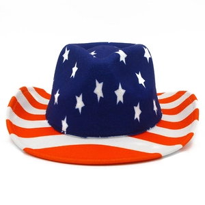 Classic fedora hat with American flag stars and stripes pattern for outdoor festivals