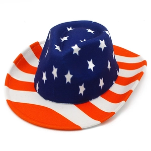 Classic American flag style cowboy hat featuring white stars on blue and red white stripes