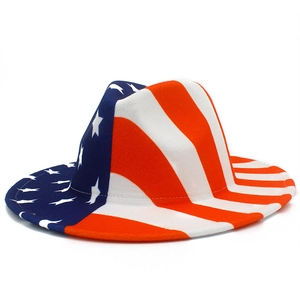 Unisex US flag felt fedora hat with red white stripes and blue white stars for parties