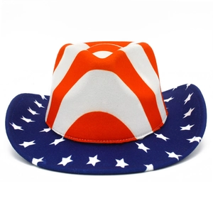 US Flag Fedora Cowboy Hat Stars Stripes Design Cotton Blend Independence Day Festive Party Outdoor Jazz Hat For Men Women