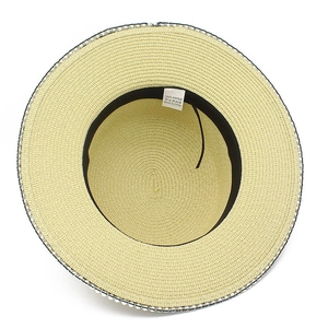 Close-up of the internal 100% paper fiber weave and adjustable black sweatband inside the hat