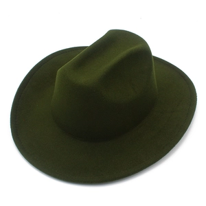 Classic dark green wool felt wide brim cowboy hat with a curved brim for sun protection