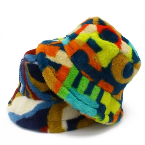Colorful Faux Fur Bucket Hat For Women Men Winter Warm Plush Patchwork Fisherman Hat Outdoor Travel Fashion Foldable Basin Hat