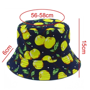 Detail view of cotton sun hat showing 56-58cm circumference and 6cm brim dimensions