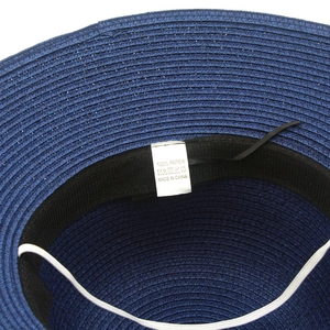Detail view showing 100% paper material label and inner sweatband of this sun hat