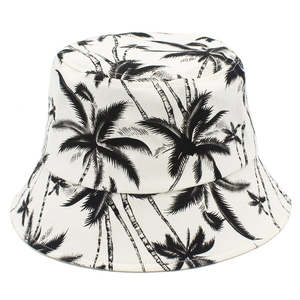 Chapeau bob en coton avec motifs de palmiers pour protection solaire lors d'activités d'été