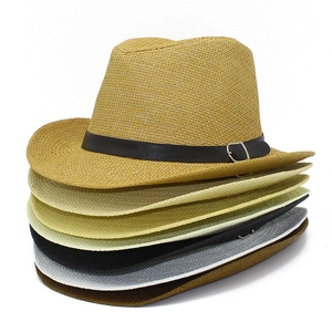 Chapeau Fedora en Paille de Papier Unisexe Large Bord Western Cowboy Chapeau de Soleil Avec Boucle de Ceinture Jazz Plage Panama