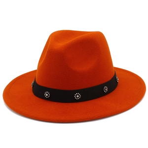 Unisex Wide Brim Wool Felt Fedora Hat Retro Jazz Hat With Rhinestone Flower Band Fashion Elegant Party Gentleman Cap