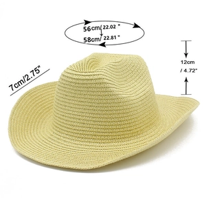 Tabella taglie per cappello cowboy in paglia con misure circonferenza testa e tesa