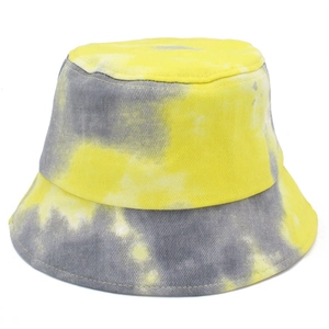 Chapeau bob en coton hip hop avec motif spirale tie-dye jaune et gris pour l'extérieur