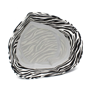 Detailed interior view of the zebra print cotton bucket hat with white fabric lining
