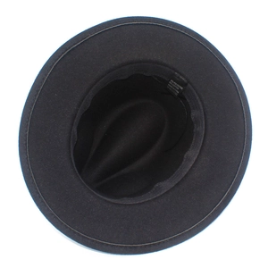 Detail view of fedora hat interior showing cotton blend material and sweatband