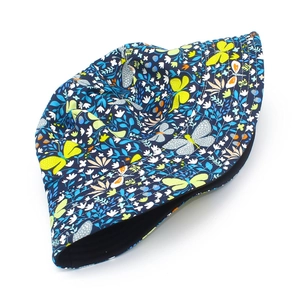 Sombrero de pescador de algodón con estampados de mariposas y flores para el sol