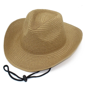 Chapeau de Cowboy en Paille d'Été pour Hommes Femmes Large Bord Protection Solaire Chapeau de Pêche Avec Cordon Coupe-Vent Réglable