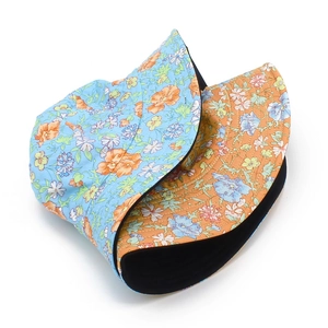 Chapeaux de soleil en coton pour femmes avec motifs floraux bleu ciel et orange-brun