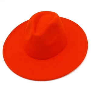Chapeau Fedora classique en laine orange avec large bord de 9,5 cm et style épuré