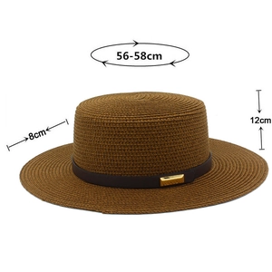 Détails du chapeau de paille avec tour de tête de 56-58cm et bord de 8cm pour la plage