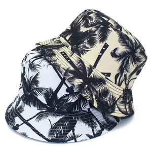 Tropical Palm Tree Print Reversible Bucket Hat For Men Women Cotton Canvas Summer Beach Sun Shade Outdoor Travel Fisherman Hat