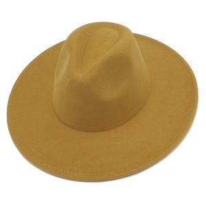 Chapeau Fedora Unisexe à Bord Large Style Britannique Chapeau Jazz Automne Hiver Chaud Chapeau en Feutre Couleur Unie