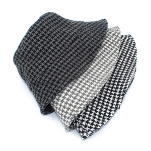 Classic houndstooth bucket hat in three colors, black, grey and brown woven wool fabric