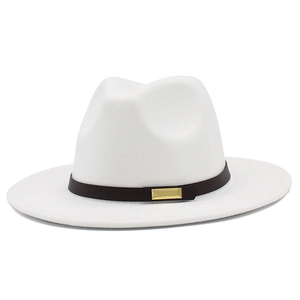 Classic Unisex Fedora Hat Wide Brim Felt Style Jazz Cap With Belt Decoration Gold Metal Buckle Retro Elegant Autumn Winter Fashion Accessory