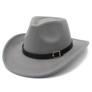Cappello Fedora Western da Cowboy per Uomo Donna Cappello Jazz in Feltro di Lana Retro Con Fibbia Tesa Larga Curva Cappello da Sole Esterno