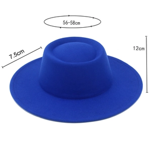 Guide des tailles détaillé pour chapeau en laine bleu roi avec tour de tête de 56-58cm