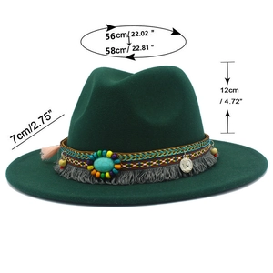 Detail of dark green western cowboy hat with ethnic beadwork and turquoise decor