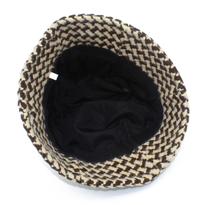 Classic houndstooth bucket hat showing interior black lining and quality stitching details