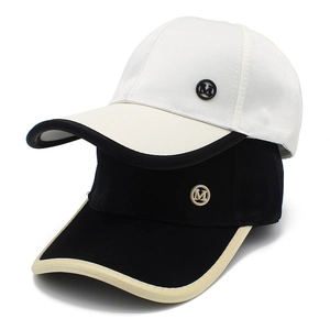 Fashion Women Adjustable Baseball Cap Mercerized Cotton Letter M Metal Badge Sun Protection Outdoor Contrast Edge Sport Hat