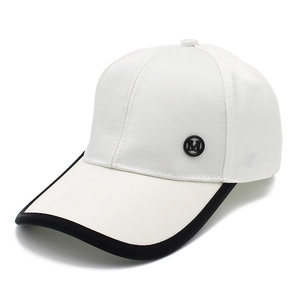 White mercerized cotton baseball cap with black M logo and contrast brim edge