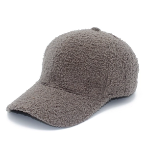 Deep grey sherpa fleece baseball cap with soft lamb wool texture for winter warmth