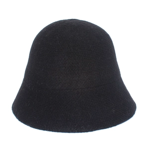Minimalist black wool knit bucket hat for women featuring a warm and soft texture