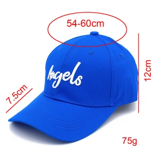 Spécifications de taille pour casquette bleue Angels avec tour de tête de 54-60cm