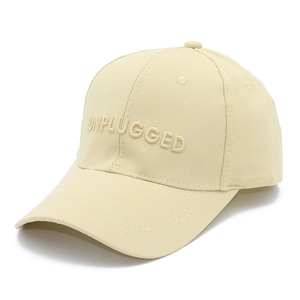 Cotton baseball cap with 3D UNPLUGGED embroidery in cream beige for casual sun protection