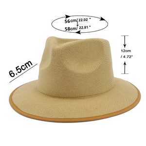 Detail showing dimensions of the wool fedora hat with brim width and crown height