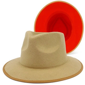 Wool Blend Fedora Hat For Men Women Contrast Color Binding Wide Brim British Style Jazz Hat Fashion Autumn Winter Accessory