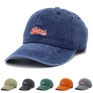 Vintage washed cotton baseball cap with Chcuk embroidery and multiple color options