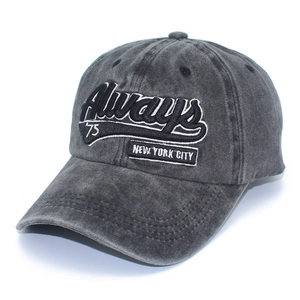Cappellino vintage in cotone grigio scuro con ricamo Always 75 e New York City