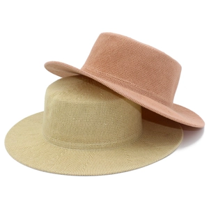Elegant Knitted Boater Hat For Women Vintage Style Round Top Wide Brim Sun Hat Fashion Casual Jazz Fedora Party Hat