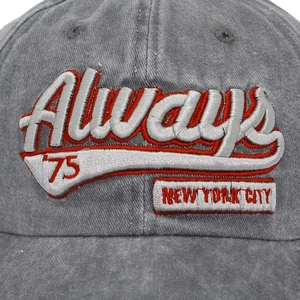 Berretto da baseball vintage in cotone grigio con ricamo Always New York City 75 stile