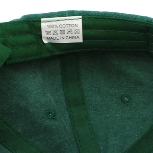 Detailed view of the 100% cotton label and internal stitching on this vintage baseball cap