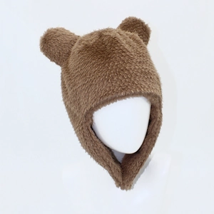 Chapeau de Protection des Oreilles en Peluche Ours Mignon pour Femmes Chaud Hiver Fausse Fourrure Lei Feng Bonnet de Ski Extérieur