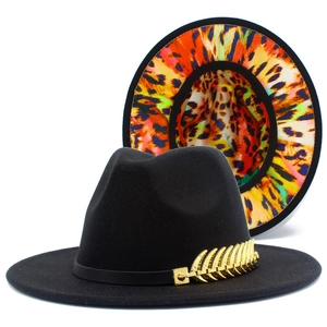 Vintage British Fedora Hat Wide Brim Jazz Hat With Golden Leaf Metal Accessory Cotton Polyester Felt Cap For Men Women