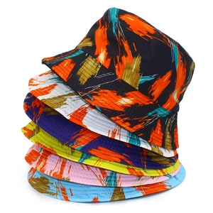 Chapeau Bob avec Imprimé Coups de Pinceau à l'Huile Abstrait Homme Femme Mélange de Coton Graffiti Streetwear Solaire