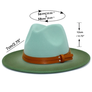 Measurement detail of two-tone gradient fedora with 7cm brim and leather band